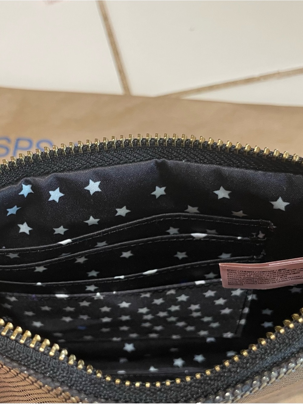 Juicy Couture Black 100% Goat Leather Wristlet with Metallic Stars EUC - Picture 8 of 10